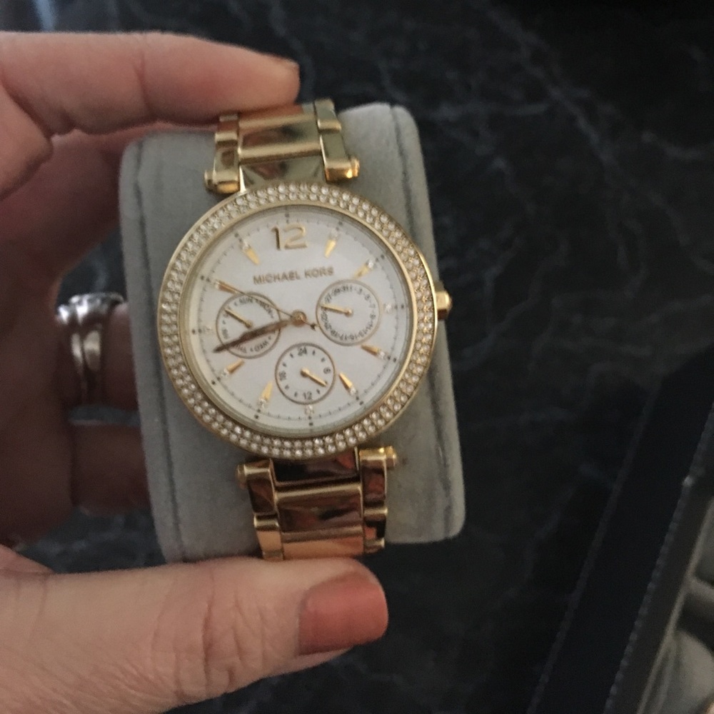 Michael Kors yellow tone with diamond watch
